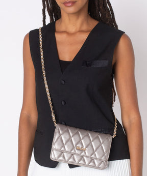 BOLSA SHOULDER MATELASSÊ 1 PEQUENA CORRENTE - OURO - UN