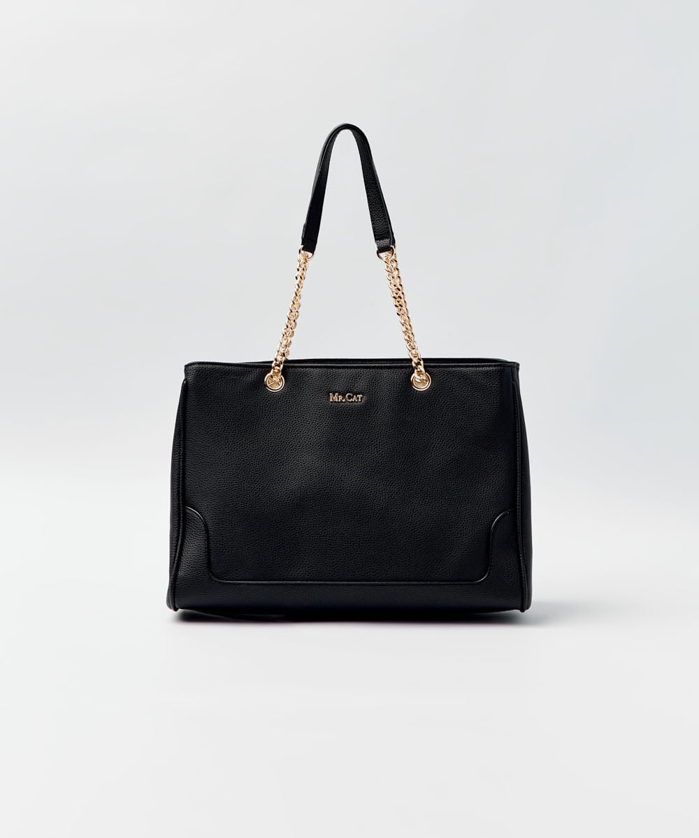BOLSA SHOPPING ALÇA CORRENTE - PRETO - UN