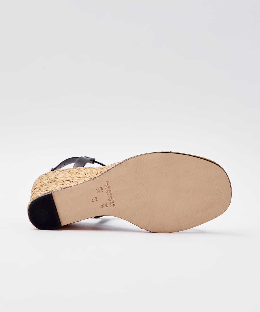 SANDALIA ANABELA TIRA TACHAS - PRETO