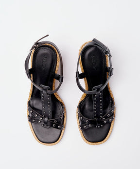 SANDALIA ANABELA TIRA TACHAS - PRETO