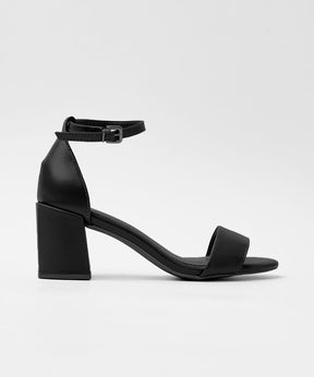 SANDÁLIA SALTO COURO CLÁSSICO TIRA ÚNICA - PRETO