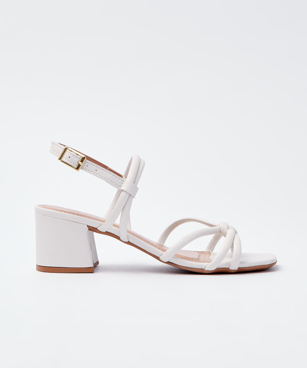 SANDÁLIA SALTO NÓ TIRAS - OFF WHITE