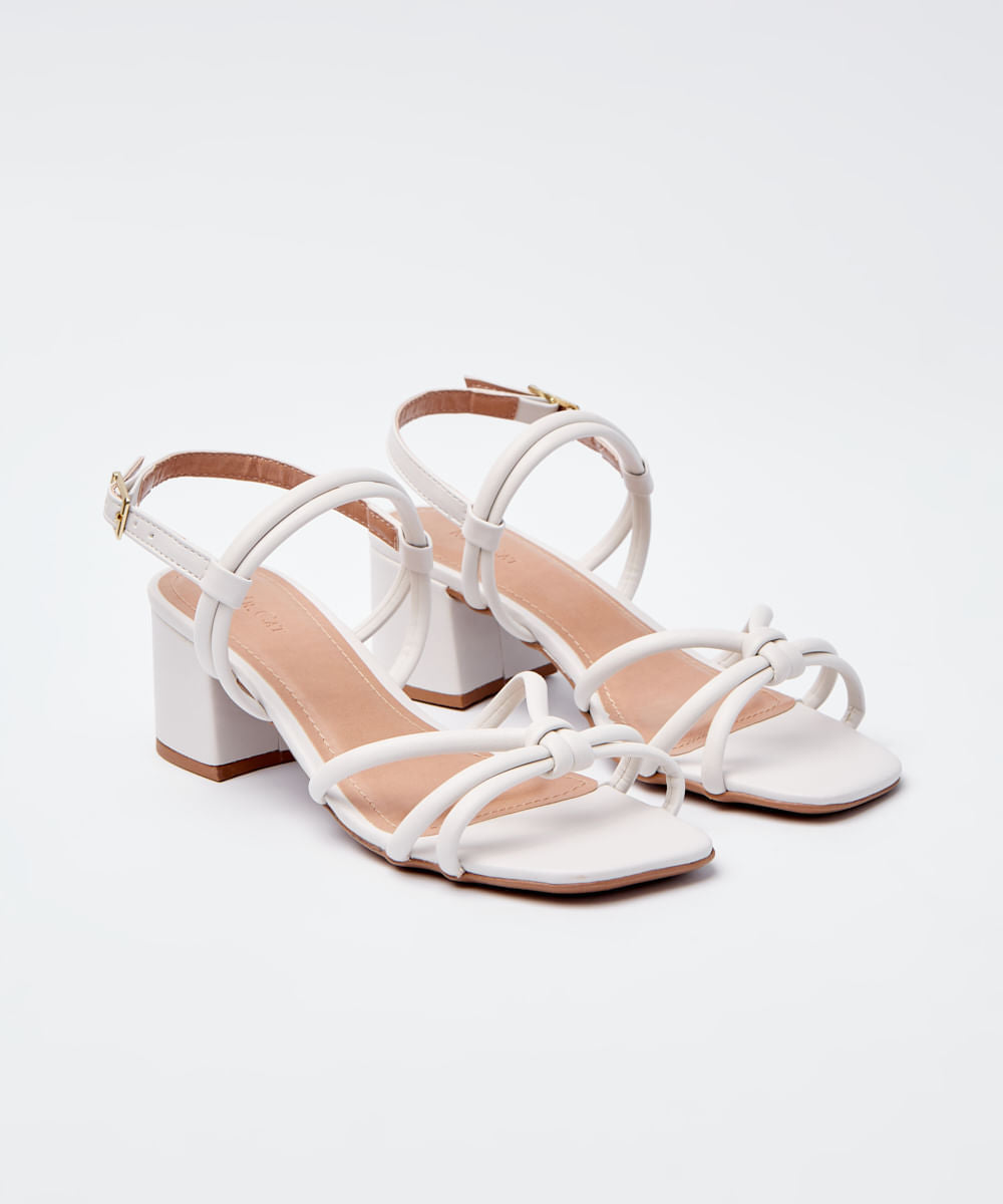 SANDÁLIA SALTO NÓ TIRAS - OFF WHITE