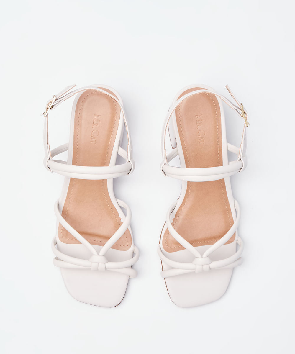 SANDÁLIA SALTO NÓ TIRAS - OFF WHITE